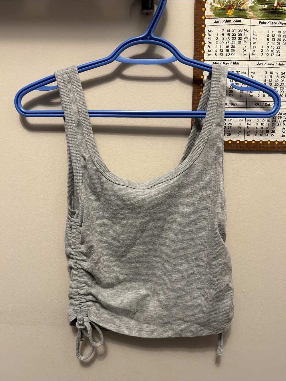 Grey tank top with adjustable sides